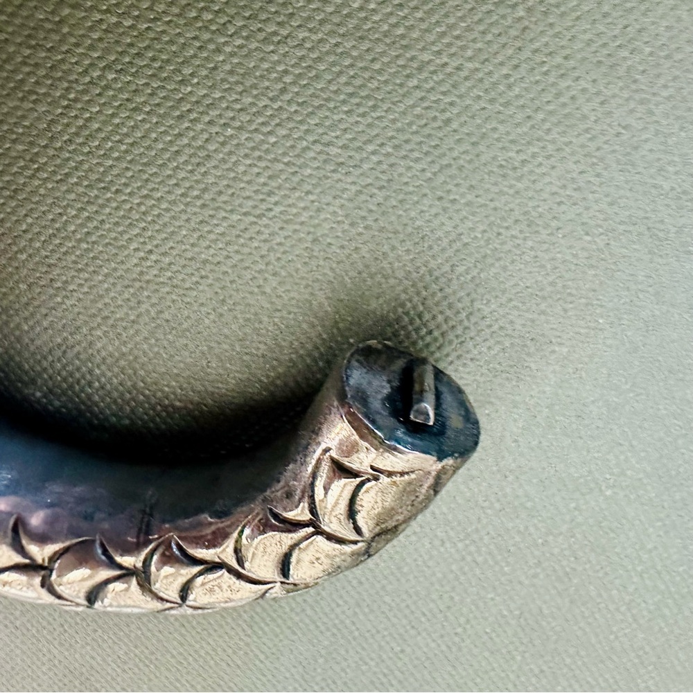 Vintage Artisan Elephant Snake Oxidized Sterling Silver Bangle Bracelet, Rare - Picture 8 of 9